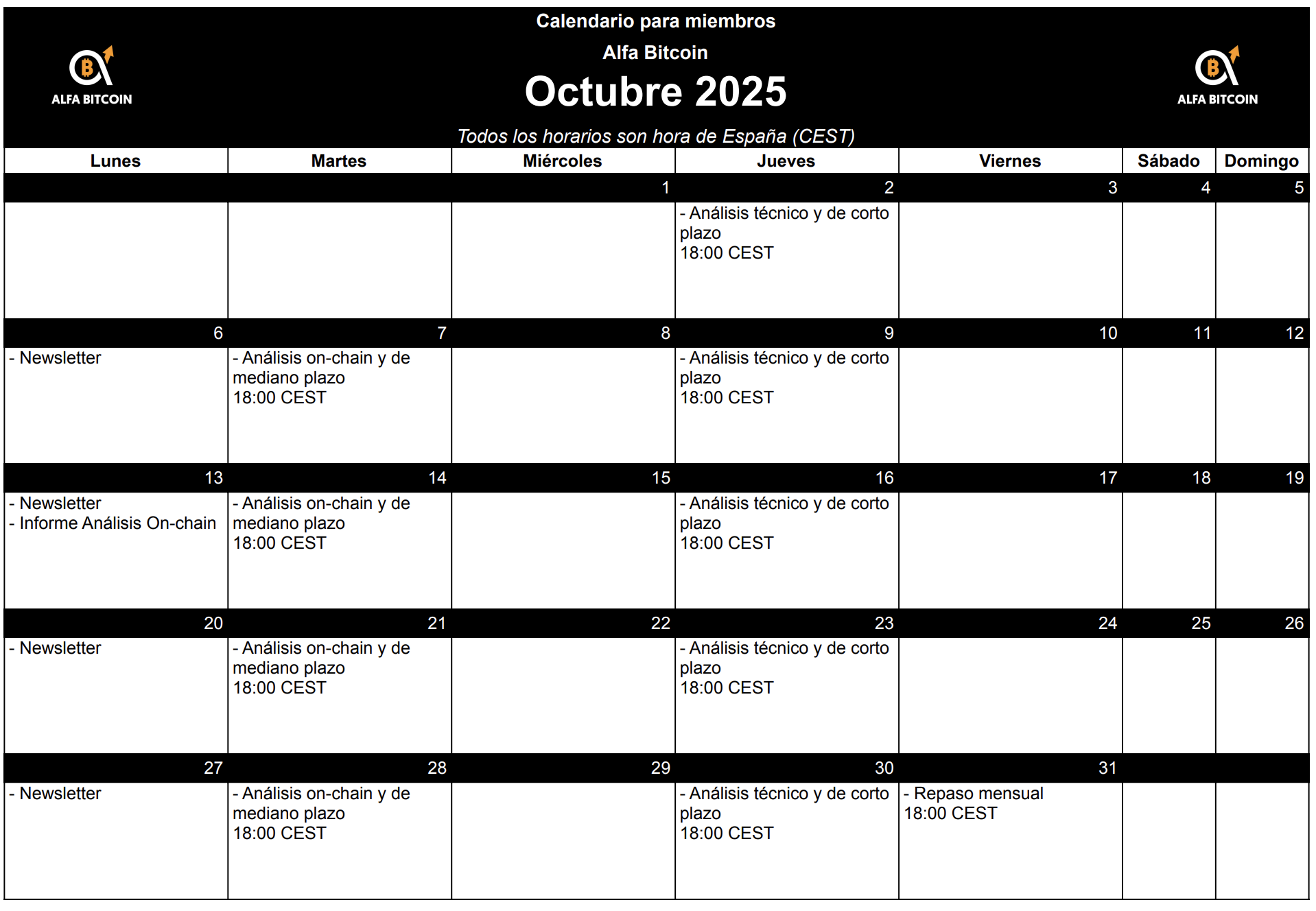 calendario octubre